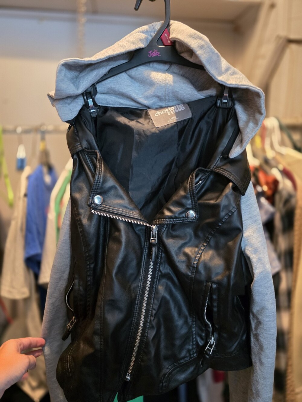 Charlotte Russe Junior "Leather" Hoodie Jacket